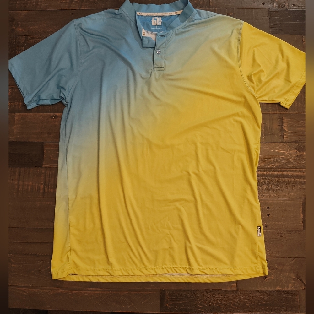 Gradient Blue and Yellow Men's Shirt Greater Half Golf